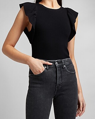 Sleeveless Ruffle Sweater Tank | Express
