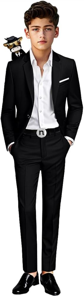 Black n Bianco Signature Boys' Slim Fit Suit Complete Outfit | Amazon (US)
