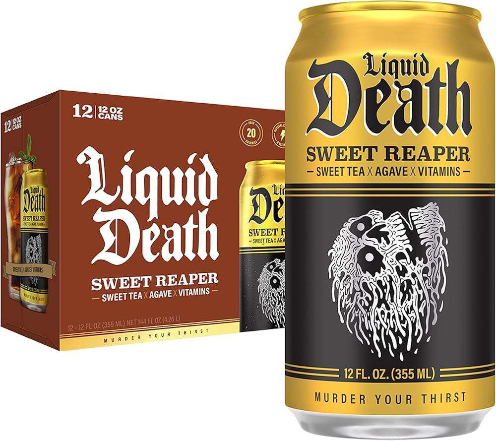 Liquid Death, Sweet Reaper Iced Tea, 12-Pack (12 oz Cans), Southern Style Sweet Tea, Low Calorie,... | Amazon (US)