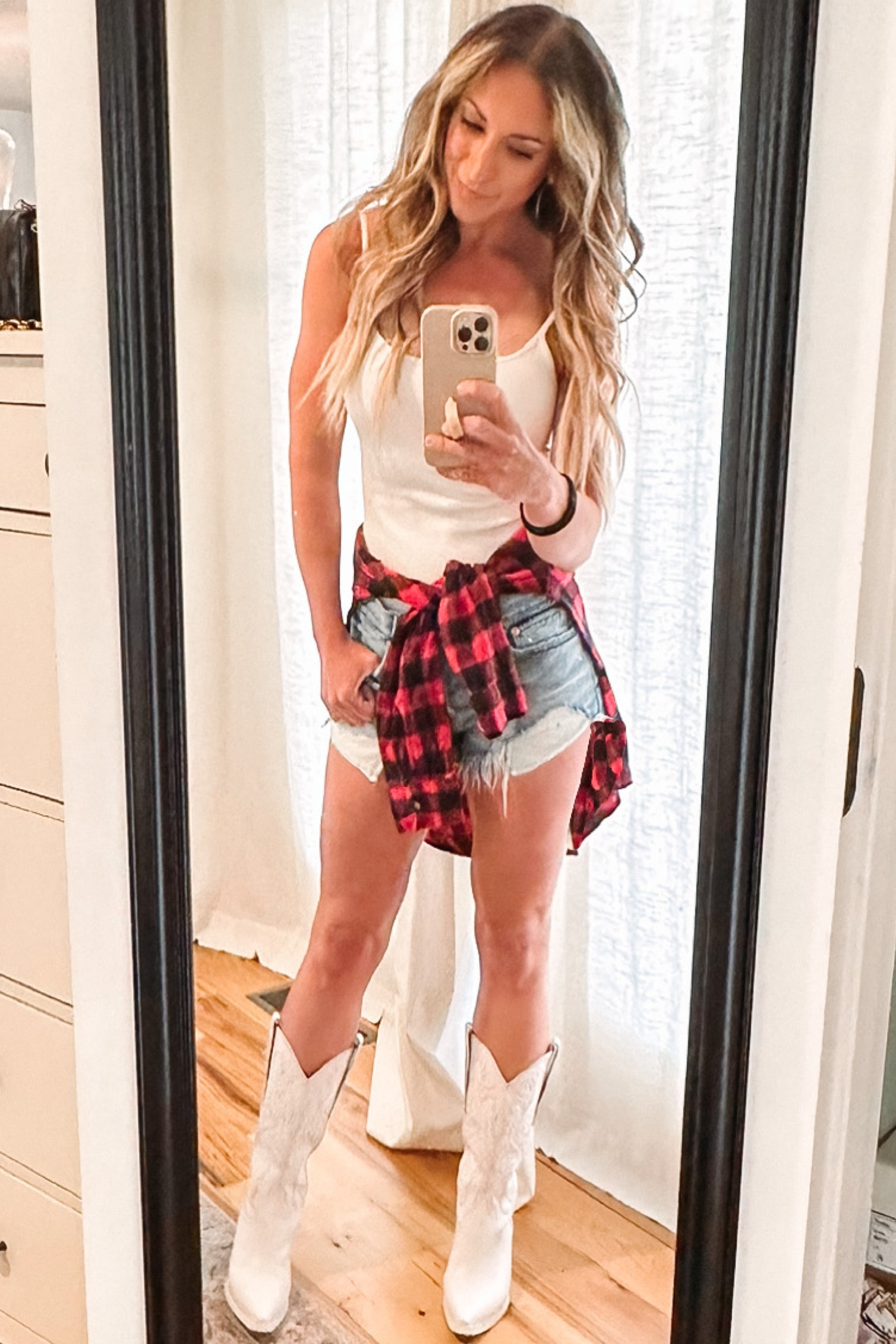 bodysuit tts, wearing small
shorts tts, wearing 25
boots tts, wearing 8
flannel tts with loose fit, wearing small

country concert outfit. festival outfit. cowboy boots. cowgirl boots. white boots. white western boots. cutoffs. denim shorts. jean shorts. white bodysuit. plaid flannel shirt. buffalo plaid.

#LTKFind #LTKunder50 #LTKstyletip