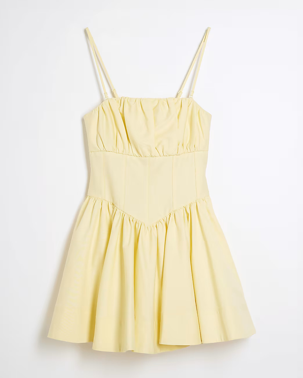 Yellow Sleeveless Corset Mini Dress | River Island UK & IE