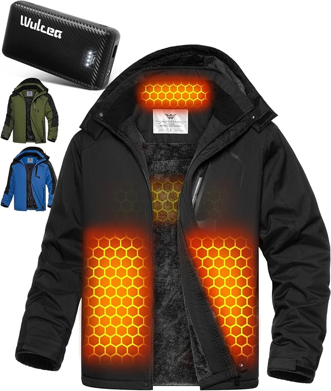 Wulcea Graphene Heated Jacket for Men Fur Lined with 7.4V 16000mAh Battery Pack | Amazon (US)