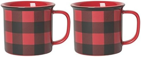 Amazon.com: Now Designs Heritage Stoneware Mugs, Buffalo Check - 14 oz Capacity | Set of 2 : Home... | Amazon (US)