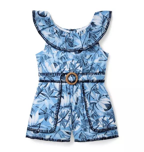 Tropical Leaf Belted Romper | Janie and Jack