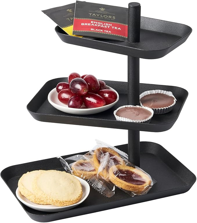 Yamazaki Home 3-Tier Serving Stand - Appetizer Tray Organizer for Party or Kitchen Steel One Size... | Amazon (US)