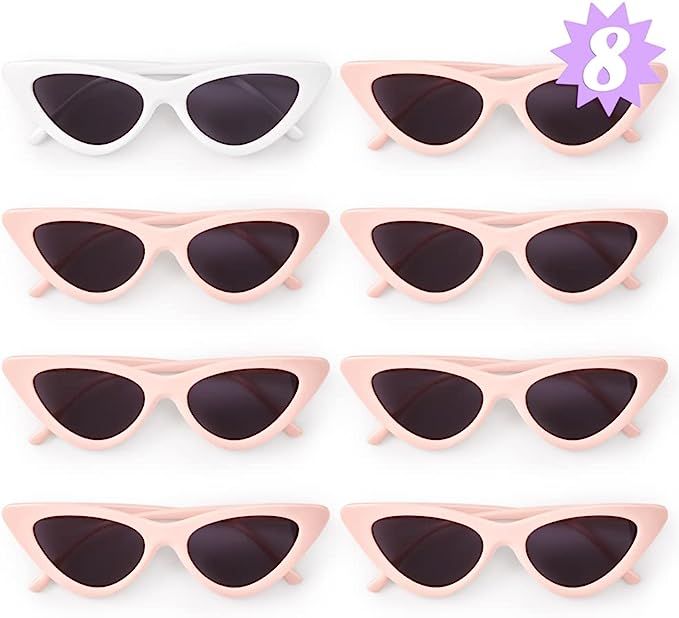 xo, Fetti Bachelorette Sunglasses Set - 8 Pieces | Cat Eye Bach Party Decoration, Pink Bridesmaid... | Amazon (US)