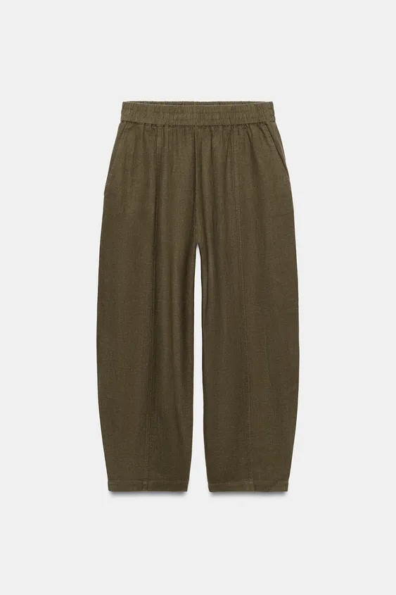 BARREL LINEN BLEND TROUSERS | Zara UK