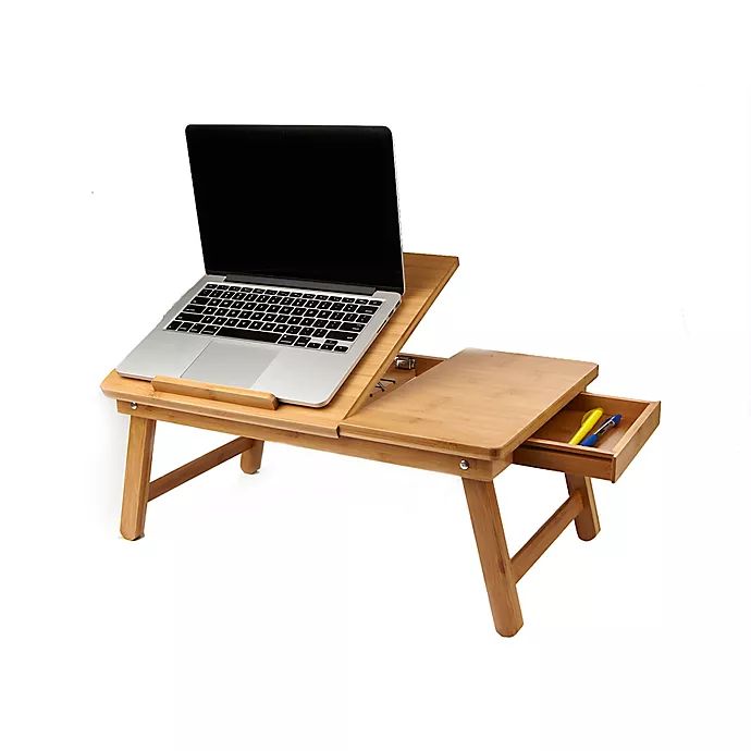 Mind Reader Adjustable Bamboo Laptop Bed Tray in Brown | Bed Bath & Beyond
