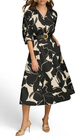 Floral Stretch Cotton Midi Shirtdress | Nordstrom