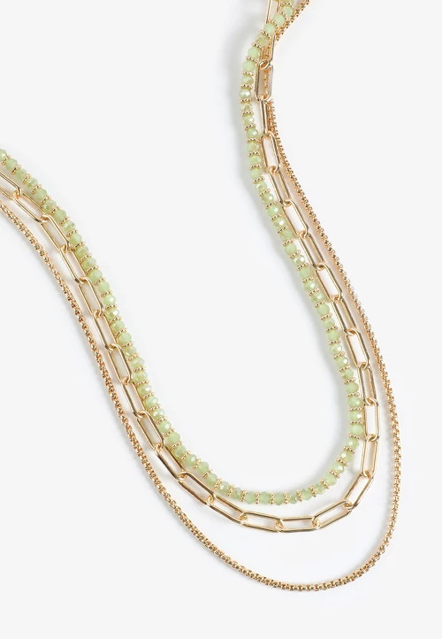 Gold And Green Beaded Layered Necklace | maurices | Maurices