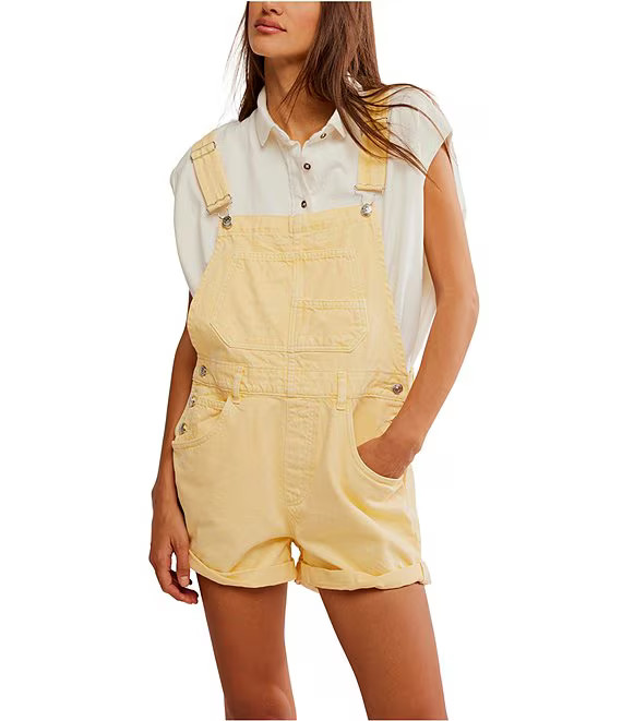 Ziggy Square Neck Sleeveless Frayed Cuffed Hem Shortall Overalls | Dillard's