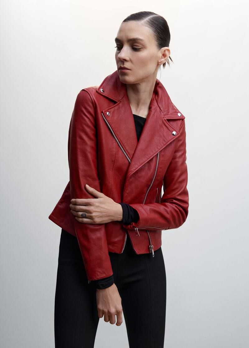 Leather biker jacket -  Women | Mango USA | MANGO (US)