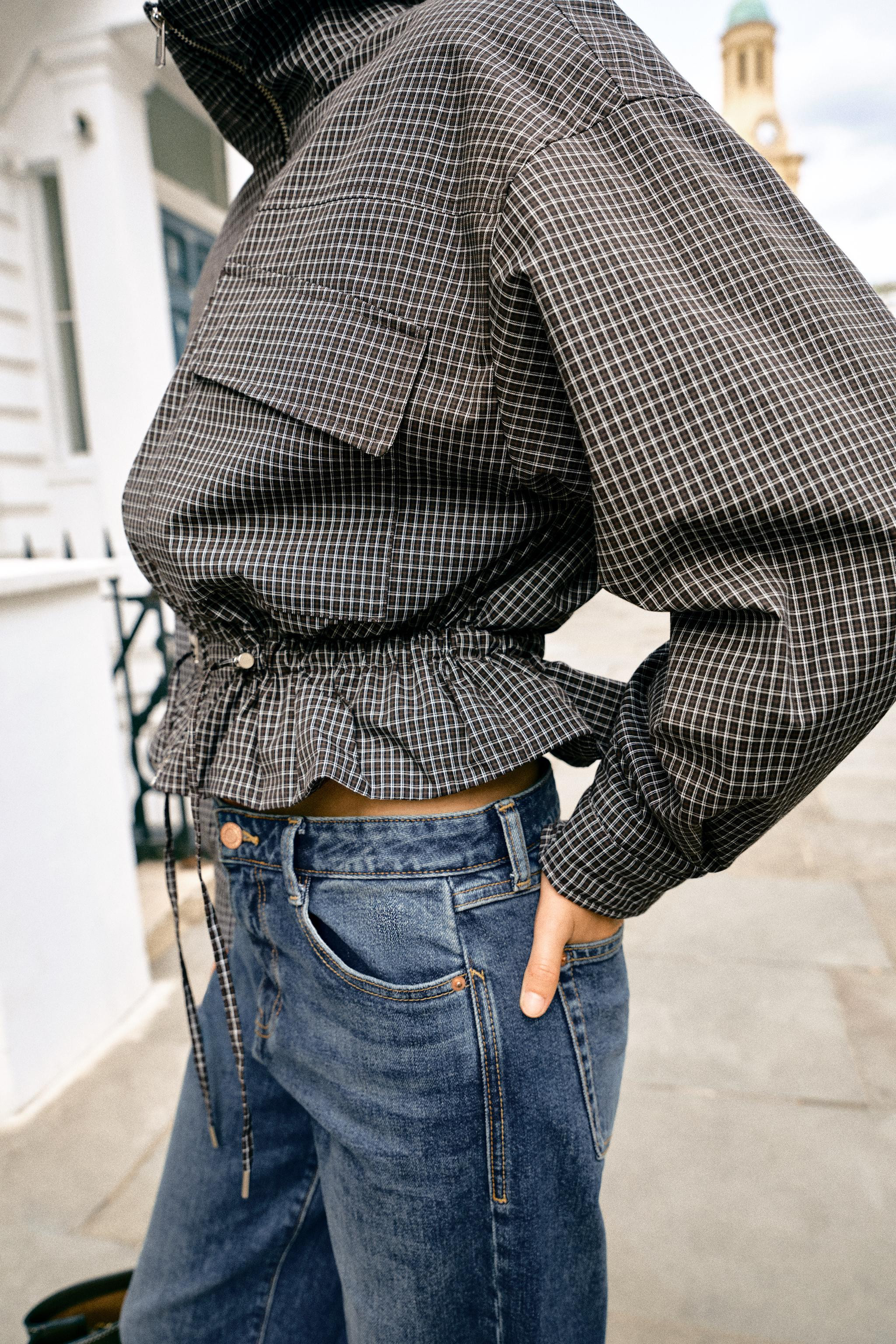 HIGH COLLAR CHECKED PUFFER JACKET | Zara FR