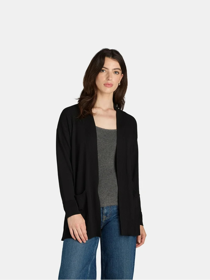 Time and Tru Women's and Women's Plus Open Front Cardigan Sweater, Sizes XS-4X | Walmart (US)