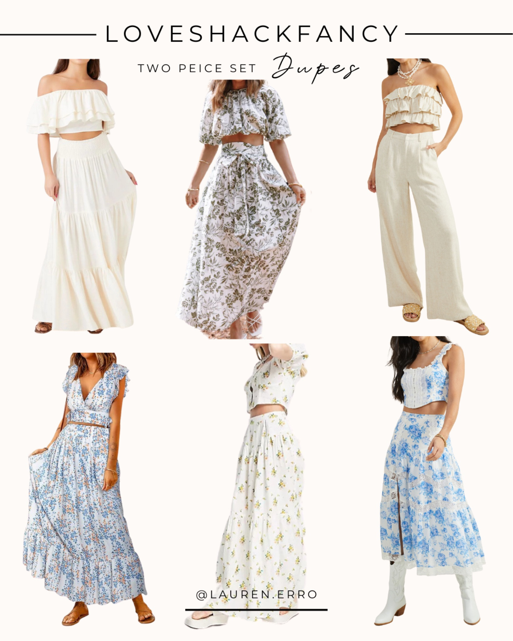 LoveShackFancy inspired two piece sets!
.
.
.
LoveShackFancy, 2 piece, ruffles, floral, matching, lulu’s, amazon, shein, dupe

#LTKstyletip #LTKunder100 #LTKFind