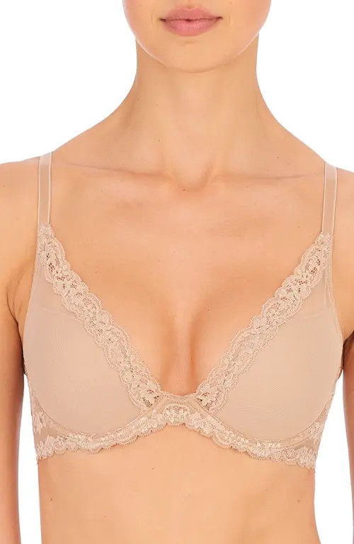 Natori Luxe Plunge T-Shirt Bra in Cafe at Nordstrom, Size 32C | Nordstrom