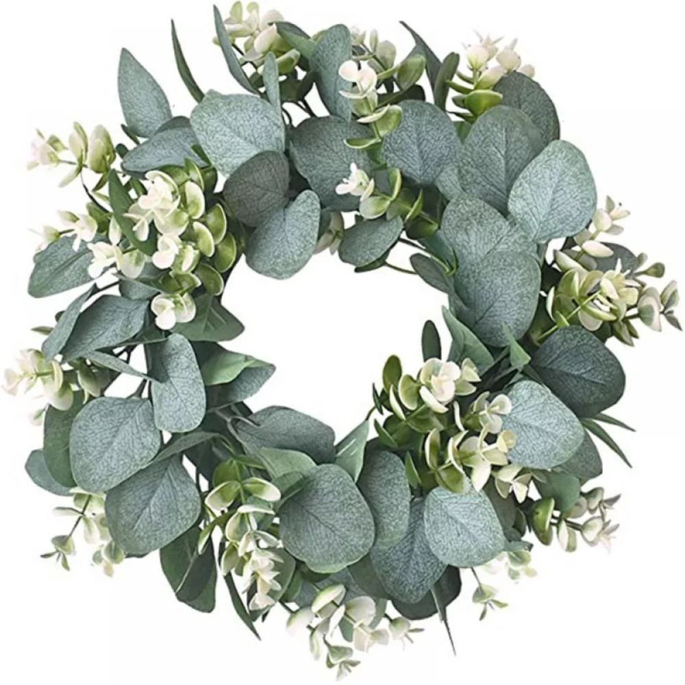 Artificial Eucalyptus Wreath for Front Door Decor Fall Wreath Green Leaf Wreath for Farmhouse Wal... | Walmart (US)