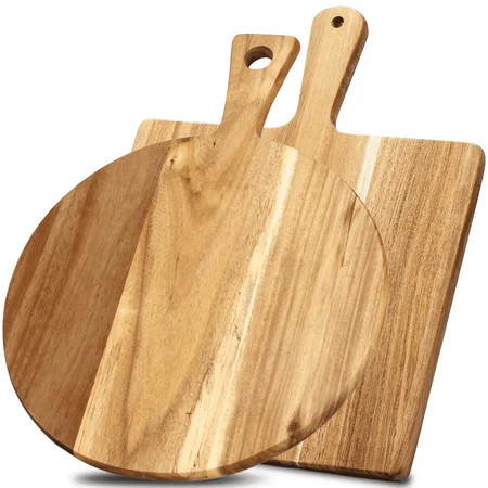 2 Pcs Acacia Wood Cutting Board Set with Handle, Charcuterie Board Decorative Cutting Boards for Kitchen, Serving Tray for Cheese Meat Fruit Pizza Bread Baking, Decorative Wooden for Kitchen | Walmart (US)