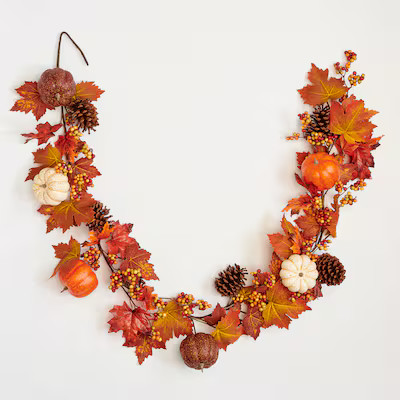 Worth Imports 6-ft (non powered) Pumpkin Artificial garland | Lowe's