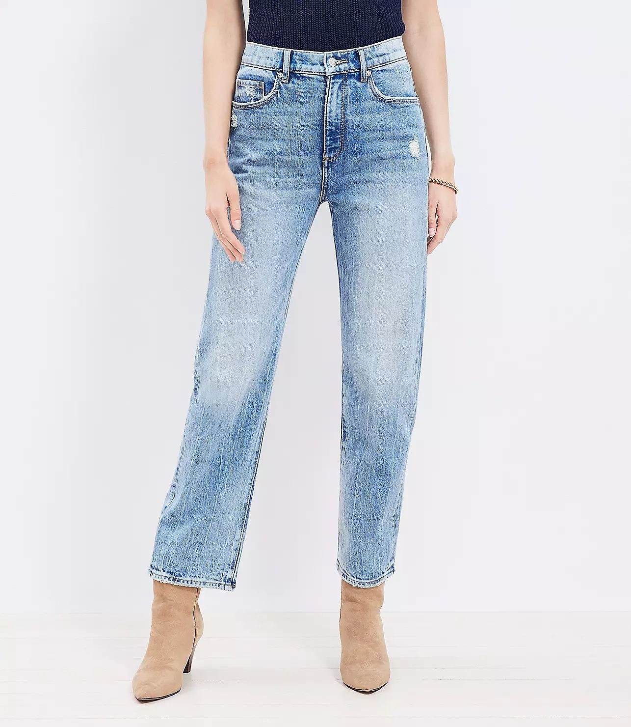 High Rise Straight Jeans in Light Vintage Indigo Wash | LOFT