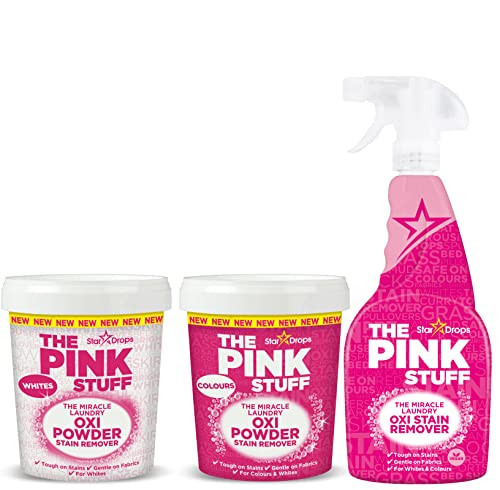 Stardrops - The Pink Stuff - The Miracle Laundry Stain Removing Kit - Oxi Powder Whites - Oxi Powder Colors - Oxi Stain Remover Spray (1 White's Powder, 1 Color's Powder, 1 Stain Remover) | Amazon (US)