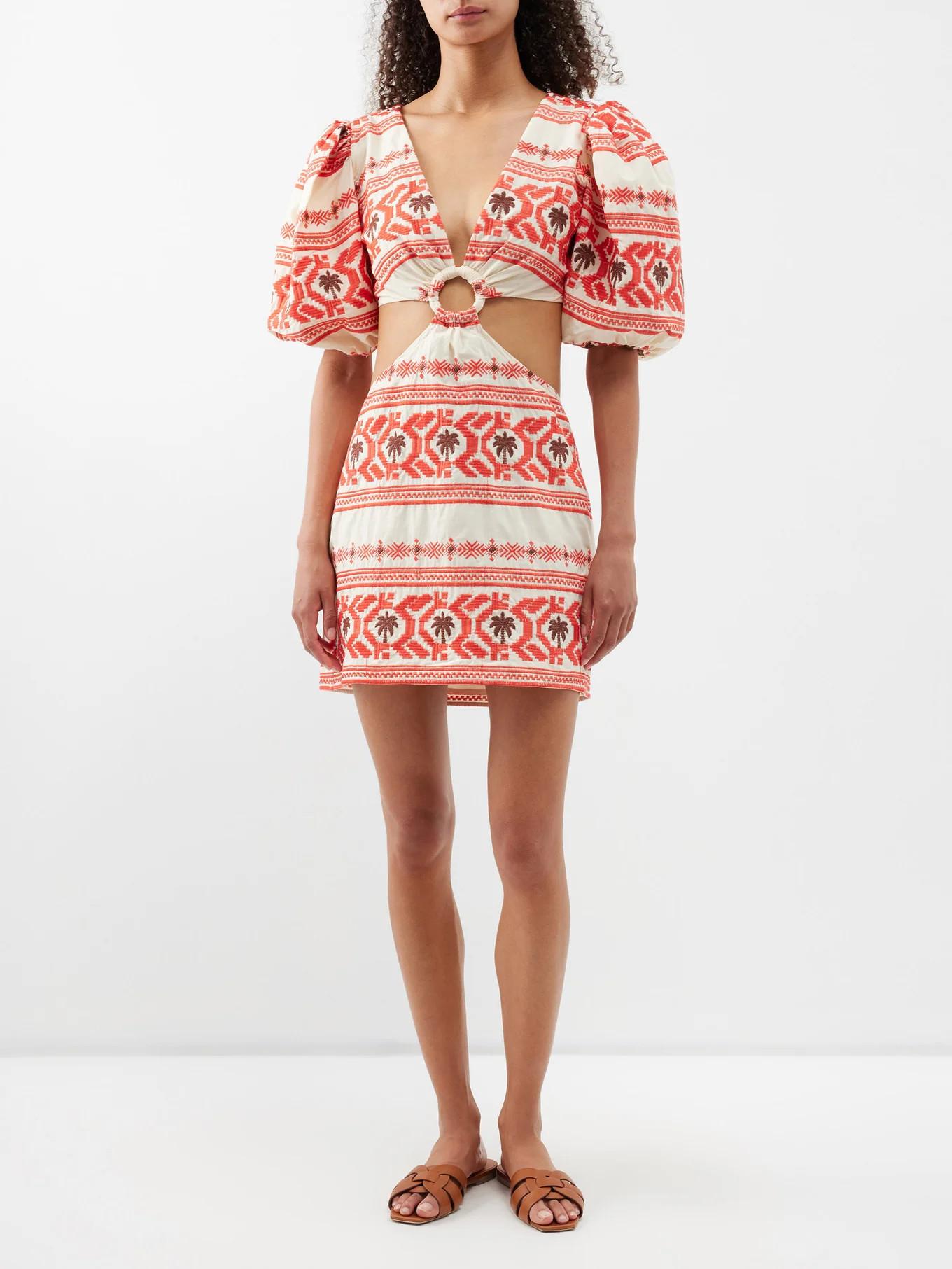 Valle Sagrado palm-embroidery cotton mini dress | Johanna Ortiz | Matches (US)