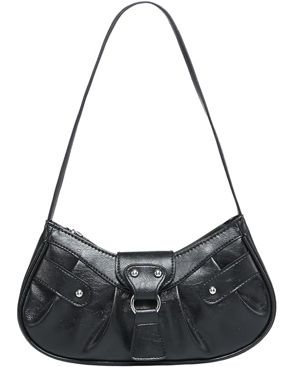 Verdusa Women's Pleated Hobo Shoulder Bag PU Leather Clutch Handbag | Amazon (US)