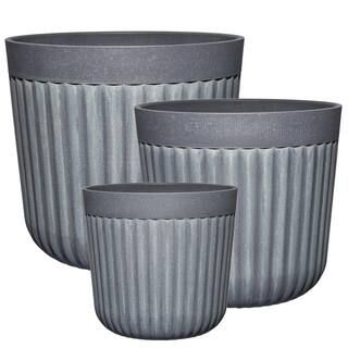 Classic Home & Garden 8 in./10 in./12 in. Arlington Fluted Shadow Slate Planter (Set of 3) HD1433... | The Home Depot
