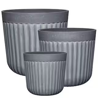 8 in./10 in./12 in. Arlington Fluted Shadow Slate Planter (Set of 3) | The Home Depot