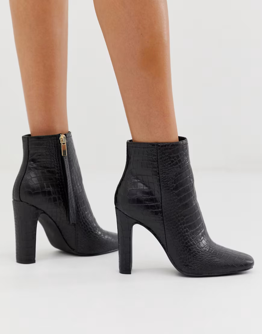 Forever New croc ankle boot in black | ASOS (Global)