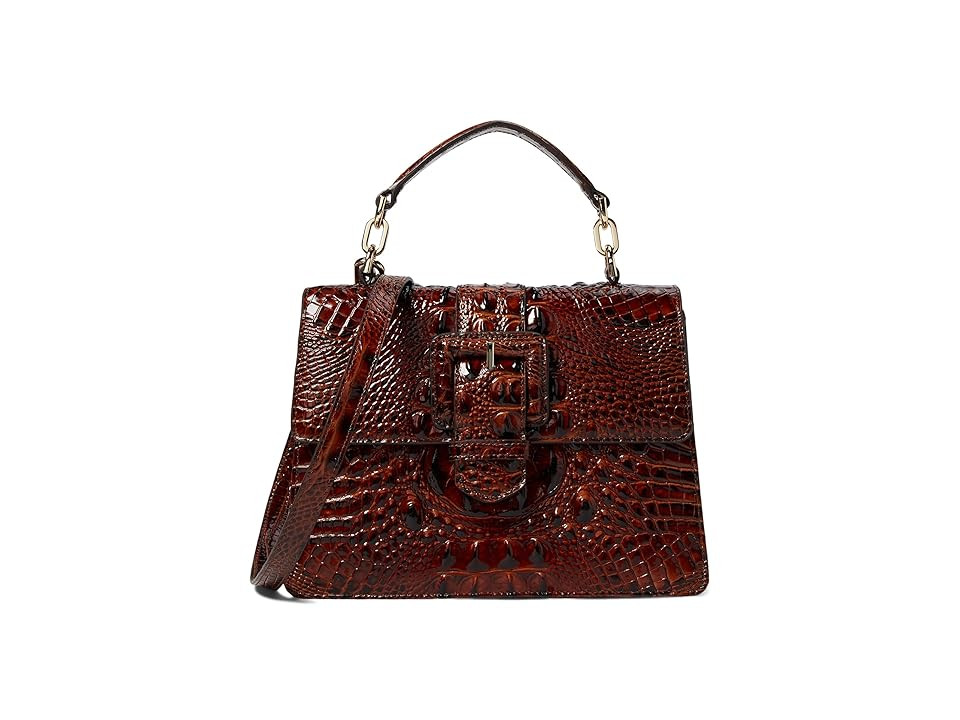 Brahmin Melbourne Small Hallie Satchels Cross Body Women's Handbags Pecan, Leather/Polyester | Zappos