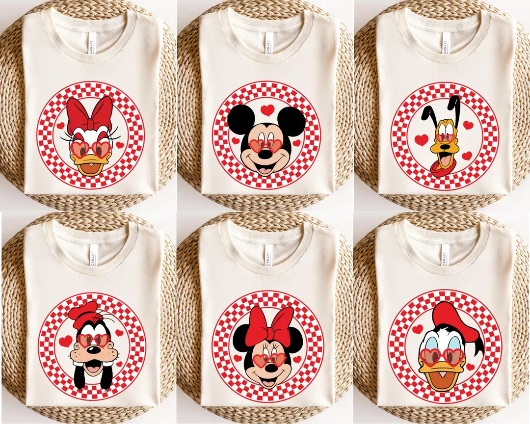 Disney Valentines Day Mickey Co Character Shirts, Mickey Minnie Donald Daisy Goofy Pluto Love Tee... | Etsy (US)