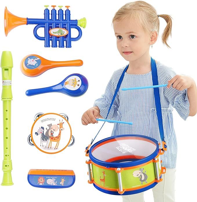 iPlay, iLearn Toddler Musical Instruments Toys, Kids Drum Set, Baby Trumpet, Percussion, Harmonic... | Amazon (US)