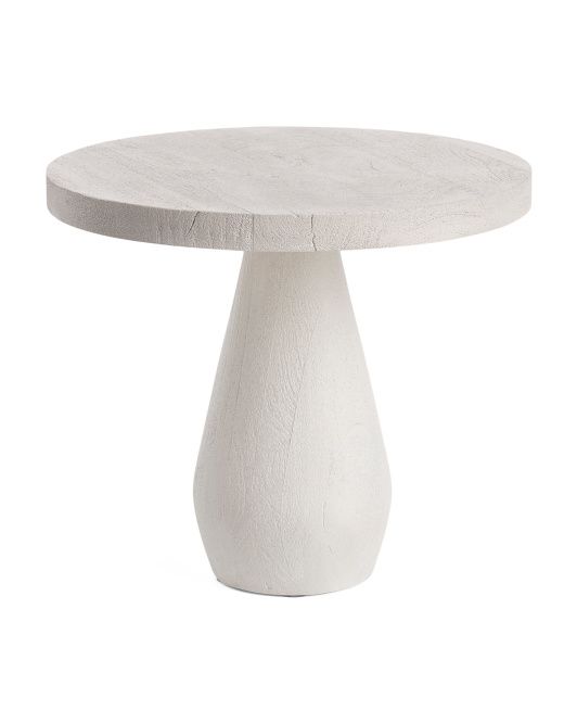 19in Sandblasted Solid Mango Wood Accent Table | TJ Maxx