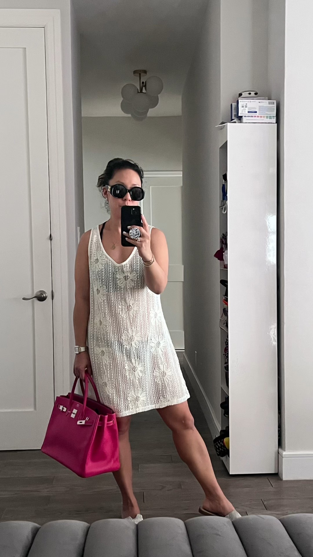 Cover-up alert! Great throw on and go crochet cover-up. Easy to wear crochet dress. Floral pattern. I’m 5’2” and wearing a small. 

#LTKootd #LTKSwim #LTKTravel