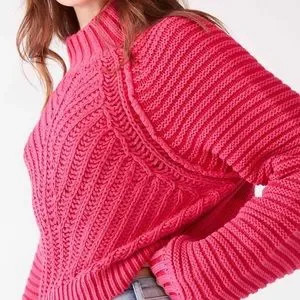 Free People Pink Knit Oversized Sweetheart Sweater | Poshmark