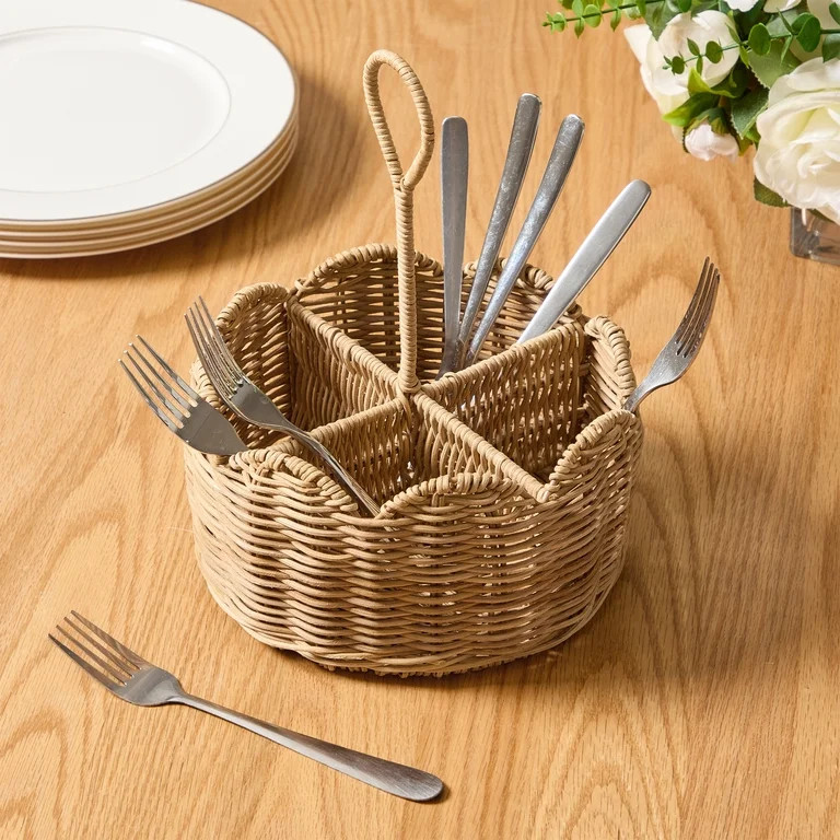 Rattan Scallop Utensil Holder, Brown, 8.25" x 10.75", by My Texas House | Walmart (US)
