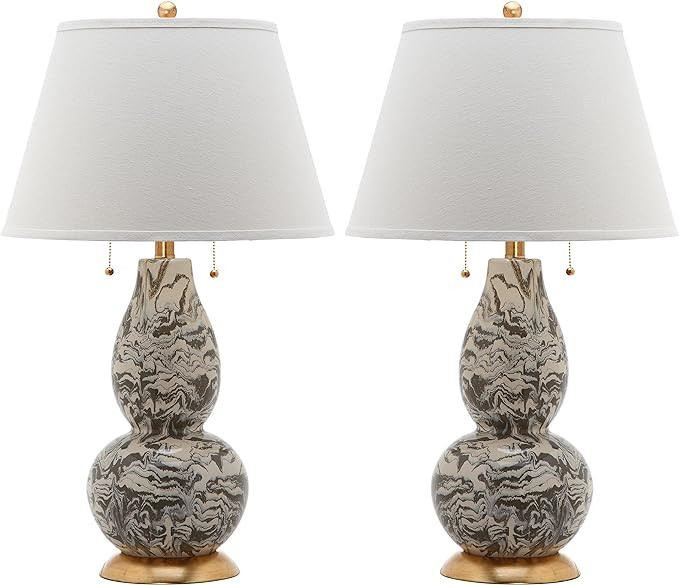 SAFAVIEH Lighting Collection Modern Swirls Grey / White 29-inch Bedroom Living Room Home Office D... | Amazon (US)