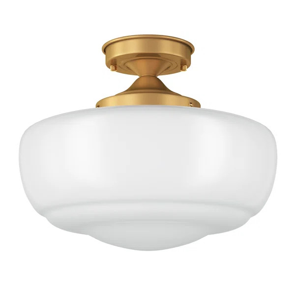 Modern Farmhouse Semi Flush Mount Ceiling Light With Opal Milk Glass Shade | Wayfair North America