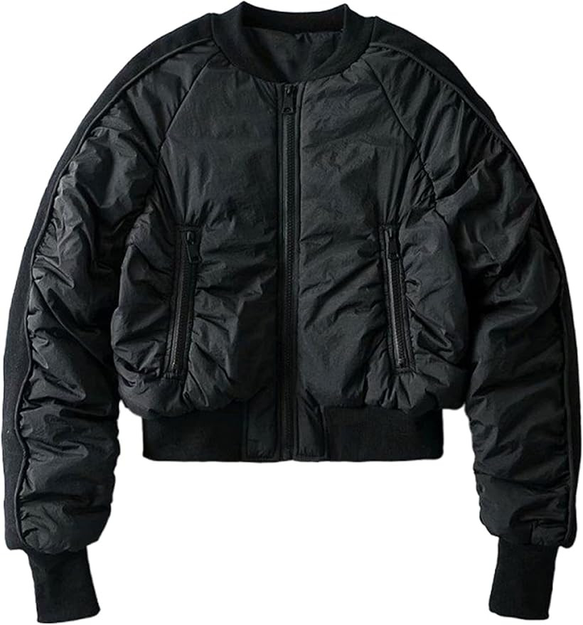 LianLive Womens Bomber Jacket Casual Stand Collar Cropped Coat Outwear | Amazon (US)