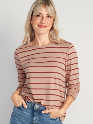 Luxe Striped Long-Sleeve T-Shirt for Women | Old Navy (US)