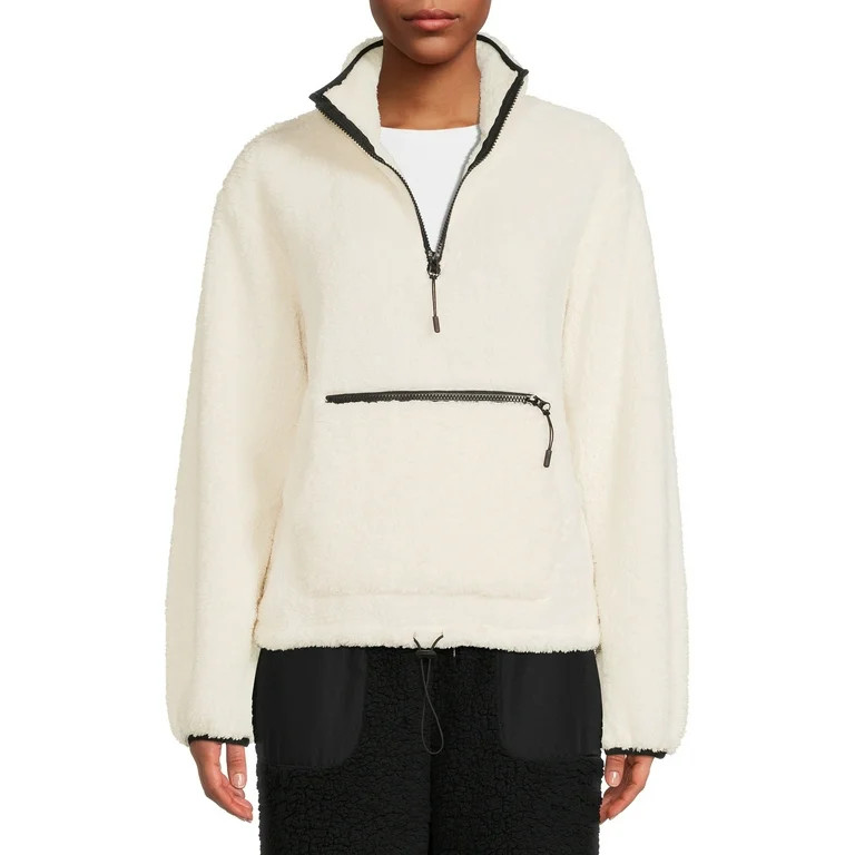 No Boundaries Juniors’ Sherpa Mock Neck Half Zip Pullover | Walmart (US)