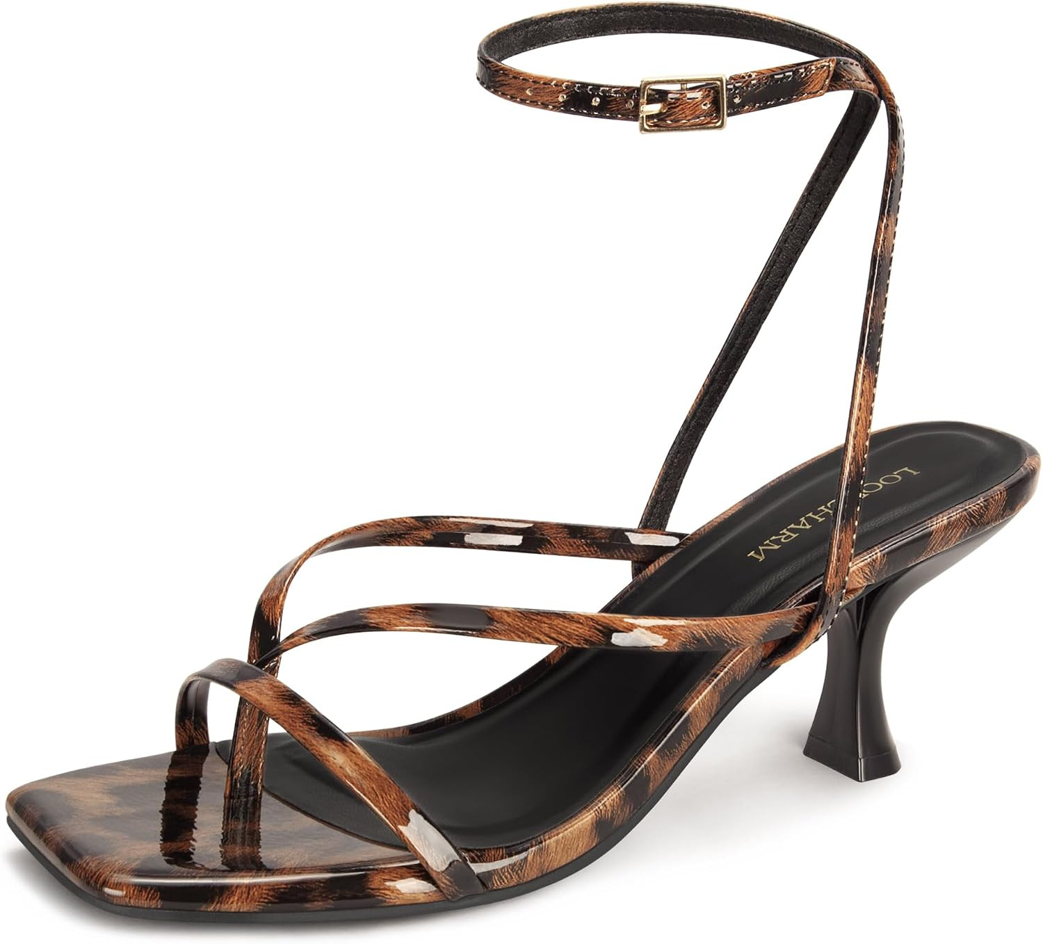 Women's Strappy Thong Kitten Heel Sandals Square Toe | Amazon (US)