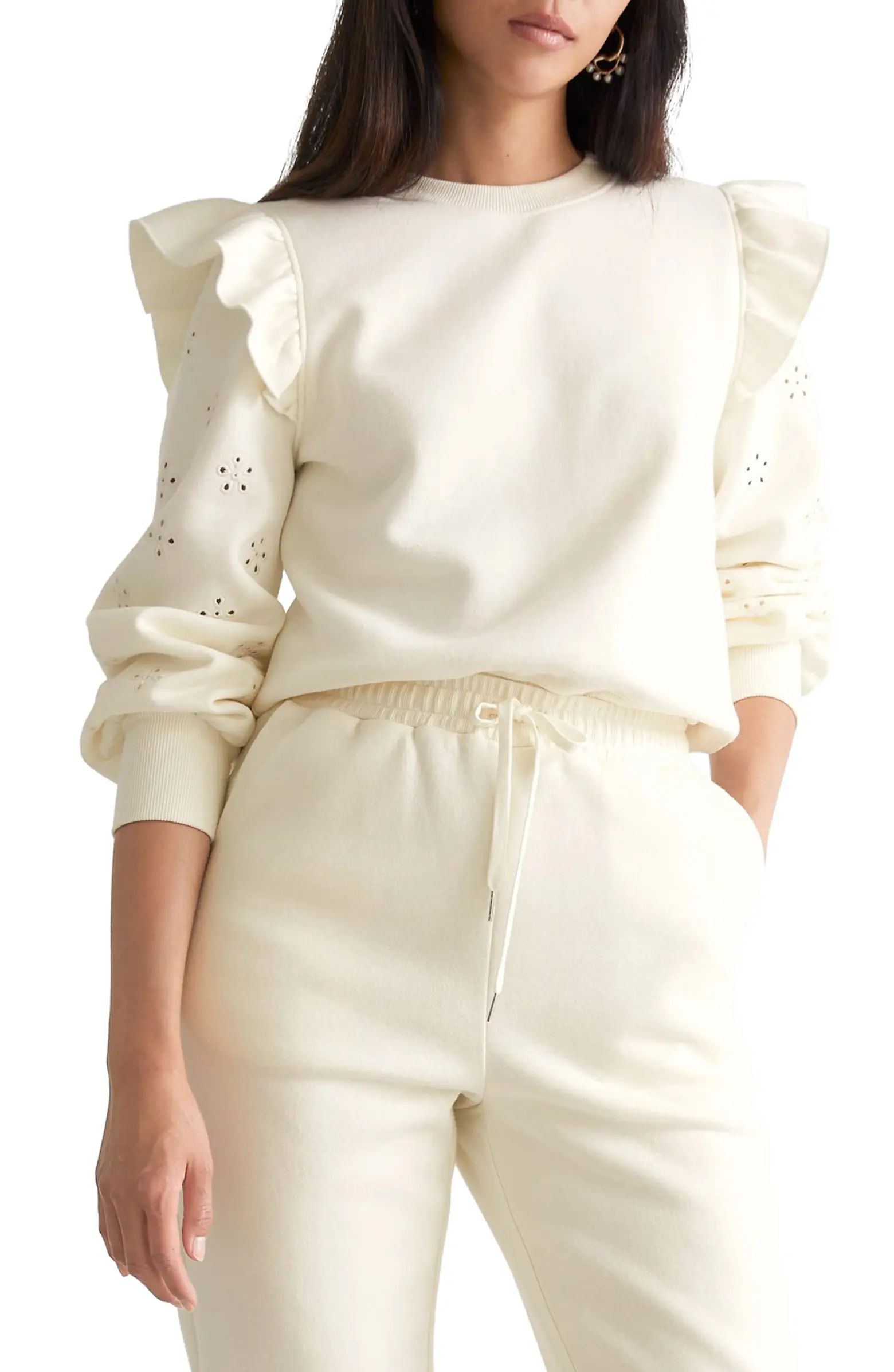 & Other Stories Eyelet Sleeve Sweatshirt | Nordstrom | Nordstrom