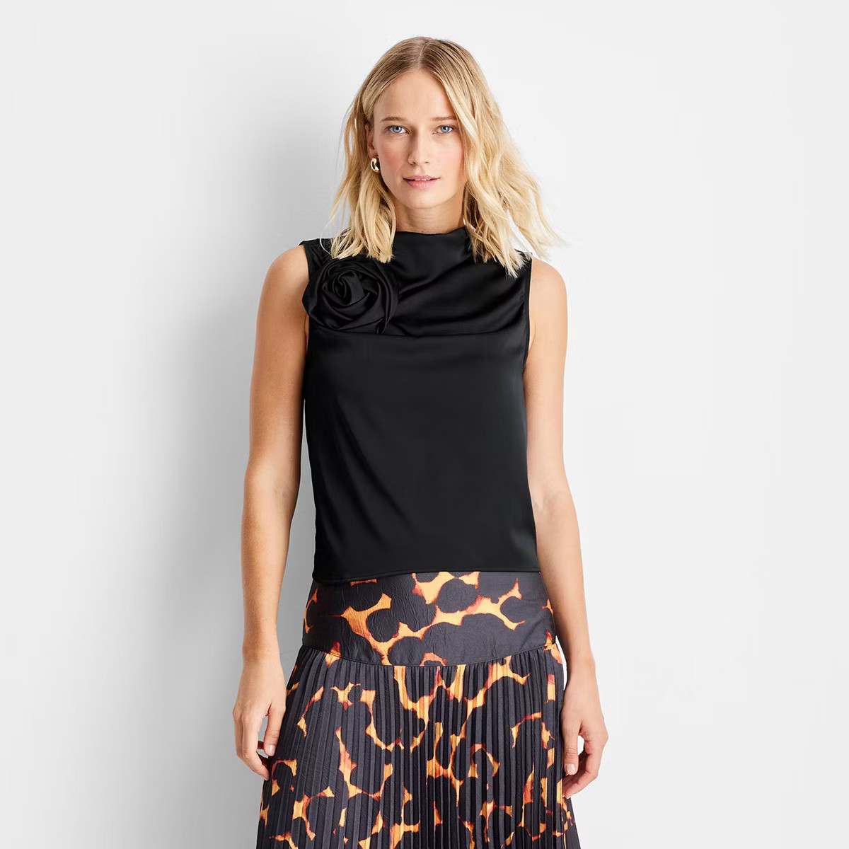 Women's Sleeveless Draped Rosette Top - Future Collective | Target