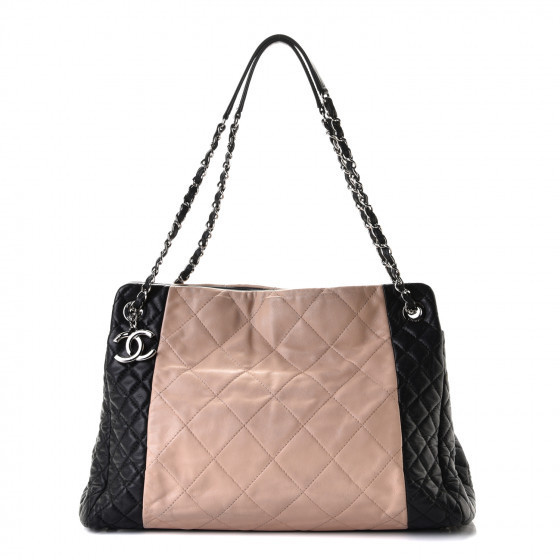 CHANEL Lambskin Quilted CC Shopping Tote Black Rose Clair | Fashionphile