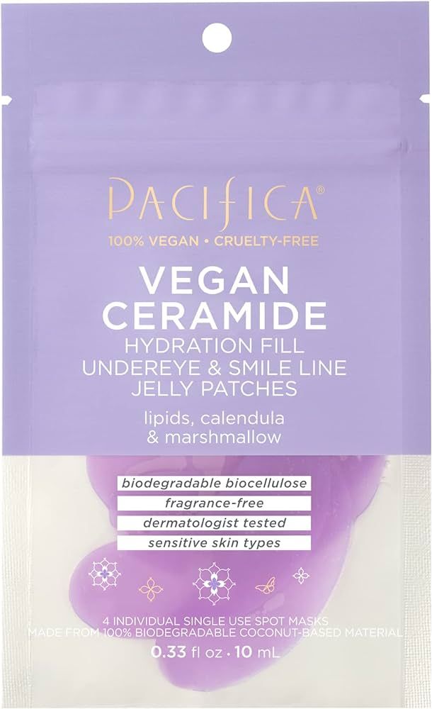 Pacifica Beauty Vegan Ceramide Hydrating Under Eye & Smile Line Jelly Patches, For Puffy Eyes, Su... | Amazon (US)