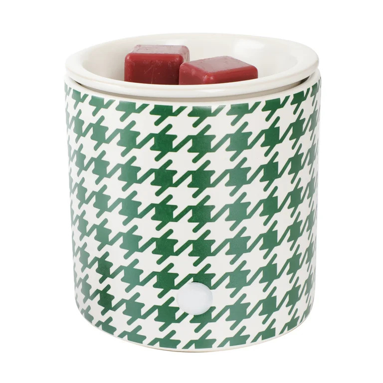 Mainstays Green Houndstooth Full Size Ceramic Fragrance Wax Melt Warmer | Walmart (US)