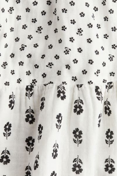 Tiered Muslin Dress - Square Neckline - Sleeveless - White/floral - Kids | H&M US | H&M (US + CA)