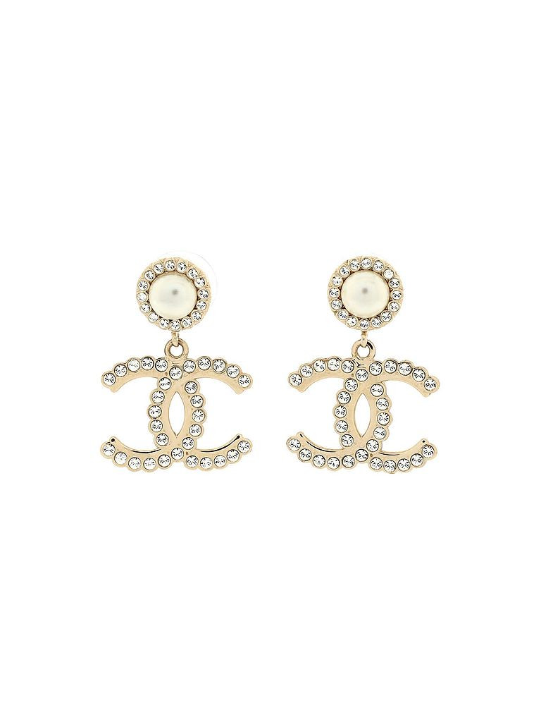 Chanel CC Drop Earrings Metal with Crystals and Faux Pearls One Size - 11% off | ThredUp